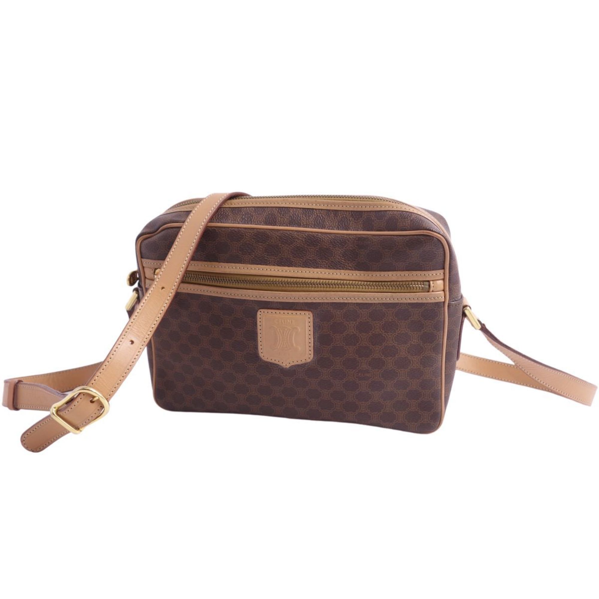 Celine Bag Shoulder Macadam Triomphe Women's Brown